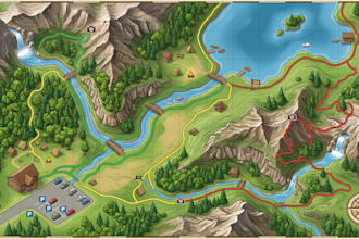 design hiking map, trail map, park map and outdoor adventure tourism map
