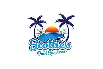 design catchy super tropical pool service logo