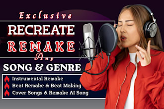 remix or remake song, beat, cover song, suno ai song into professional track