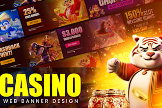 design premium banners for slots, bet, sport, cas, bet365