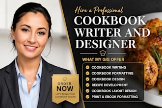 create a high quality cookbook with writing and design