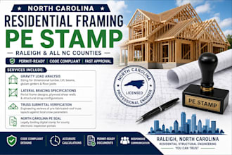 provide north carolina pe stamp for raleigh residential framing plans
