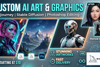 create custom ai art and graphics using midjourney and photoshop