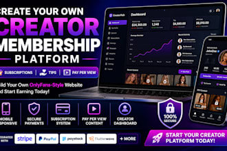 create onlyfans membership website with subscription tip and pay per view system