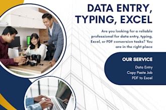 do data entry, excel data entry, typing, copy paste, PDF to excel