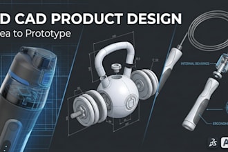 design 3d cad smart bottle, kettlebell, jump rope solidworks product design cadx
