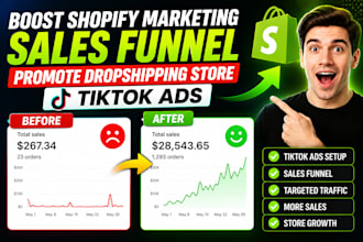 boost shopify marketing sales funnel promote dropshipping store tiktok ads