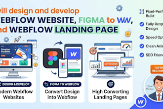 design or develop webflow website, figma to webflow, webflow landing page