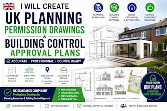create uk planning permission drawings and building control approval plans