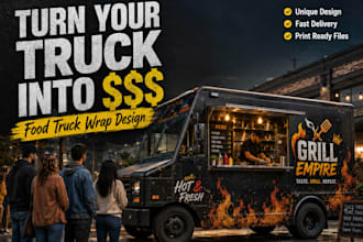 design bold food truck wrap, van wrap and vehicle wrap