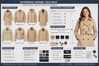 create tech packs for trench coats jacket coats and outerwear for manufacturing