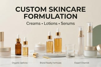 formulate custom skincare product, creams, lotion, serum for your brand