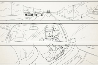 create cinematic storyboard illustrations for films and movies projects