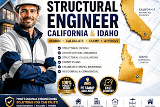 structural engineer, architectural drawing, stamp in california and idaho