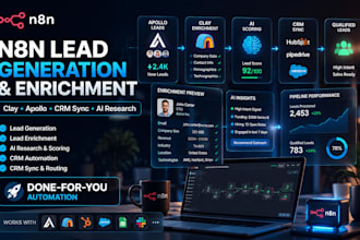build n8n lead generation automation with clay, apollo and CRM sync