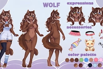draw furry art, reference sheet, fursona, oc furry commission