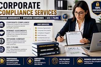 prepare corporate compliance, nominee agreement, offshore company, ucc 1 filing