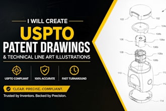 create uspto patent drawings and technical line art illustrations