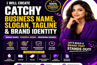 create catchy business name, slogan, tagline and brand identity for your busines