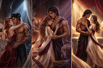 custom semi realistic romance couple character illustration, custom couple art