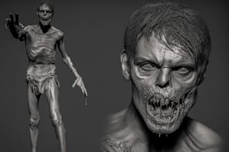 model zombie 3d character for game, humanoid 3d rig, pbr texture, uv map,blender