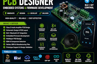 design class d audio amplifier pcb with ble iot control and embedded firmware