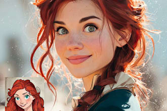 portrait in disney cartoon illustration
