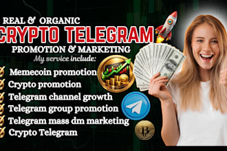do crypto telegram promotion, crypto telegram marketing and telegram subscribers