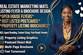 design real estate flyer property listing postcard brochure marketing materials
