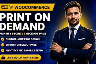 design woocommerce print on demand printify website home page checkout page