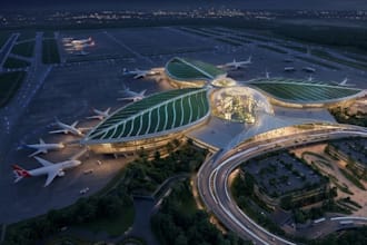 do 3d airport design, 2d airport layout, airplane park, terminal, 3d rendering