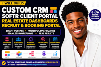 do custom crm softr client portal real estate dashboards recruit booking portal