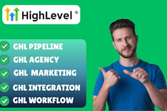 setup gohighlevel pipeline, agency account, marketing, integration and workflow