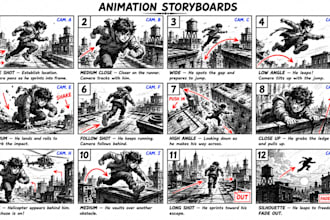 draw animation storyboards for short films and videos