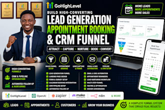 build gohighlevel appointment booking lead generation and CRM funnel, ghl
