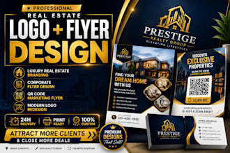 design redesign company qr code flyer, corporate logo for real estate business