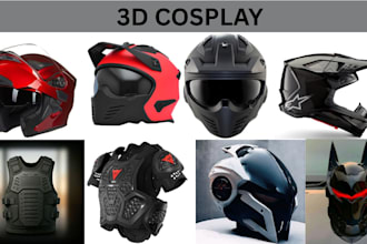create 3d cosplay costume design, 3d character model, armor, props and stl files