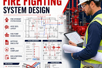 professional fire fighting system design, fire pump room layout, autocad drawing