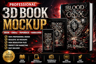 create  3d book mockup, ebook mockup, and kindle mockup , amazon mockup kdp