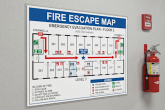 design professional emergency evacuation maps, fire escape plans and safety maps