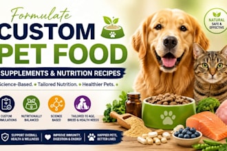 formulate custom pet food supplements and nutrition recipes