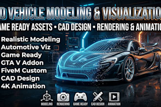 create realistic 3d vehicle modeling, game ready asset, gta v addon, fivem car