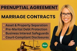 draft a prenuptial agreement and marriage contract as a family lawyer