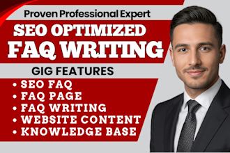 write SEO faq, faq page content, website faq section, and faq writing