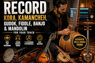 record professional fiddle, mandolin, violin, cello, viola and harp for your tra