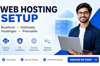 setup web hosting on bluehost, godaddy, hostinger, hostgator, pressable, ionos