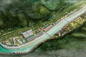 design waterfront masterplan township planning large scale urban siteplan render