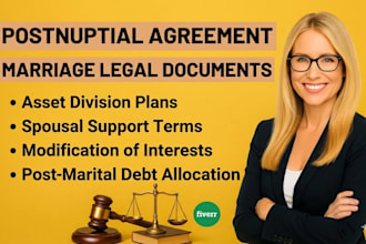 prepare a postnuptial agreement and marriage legal documents