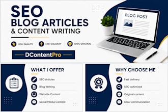 write SEO blog articles and social media content
