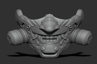 design 2d to 3d mask helmet 3d print and paint cosplay armor and kitsune mask